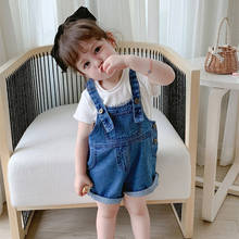 Kids Denim Shorts for Summer Girls Overalls Thin Casual Baby Short Suspender Trousers Loose with Plockets Children's Clothes 2024 - buy cheap