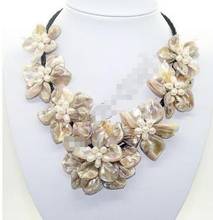 new bride jewelry mother of pearl shell flower necklace 18" 2024 - buy cheap