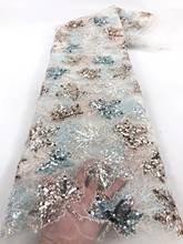 2022 Latest African French Tulle Lace Fabric High Quality Multicolor Sequin Embroidered Mesh Lace Fabric Wedding FJ4463 2024 - buy cheap