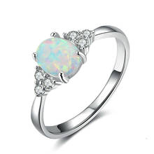 Exquisito anillo Vintage ovalado geométrico de imitación de ópalo de fuego de circón para mujer, accesorios, joyería, regalo de cumpleaños 2024 - compra barato