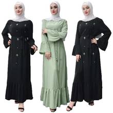 Abaya Dubai-vestido largo musulmán de manga acampanada para mujer, caftán Jilbab con volantes, vestido de cóctel para fiesta, Túnica árabe para Ramadán 2024 - compra barato