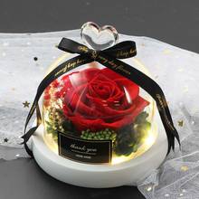Presente do dia dos namorados, beleza e a fera preservada, exclusivo rosa em vidro com luzes 2024 - compre barato