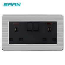 146*86 UK Standard Wall Electric Socket with Double Light Switch Stainless Steel Panel Luxury Home Socket 13A 2024 - buy cheap