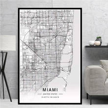 Poster Prints Hot Miami Orlando Tampa USA America Map City Travel Oil Painting Canvas Art Wall Pictures Living Room Home Decor 2024 - buy cheap