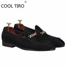 COOL TIRO Black stripe metal chain Mens slip on smoking loafers Flats Mules Moccasin wedding dress Casual shoes designs 2020 2024 - buy cheap