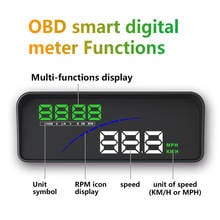 P9 3,6 дюймов OBD2 HUD Автомобильный дисплей OBD цифровой смарт-измеритель HD проектор автомобильный HUD скорость автомобильные аксессуары дисплей 2024 - купить недорого