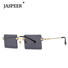 JASPEER-gafas de sol clásicas y rectangulares para hombre y mujer, lentes de sol sin montura Vintage, UV400, diseñador de marca 2024 - compra barato