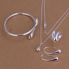 Conjunto de joias de prata 925, joias da moda para casamento, com pingente de água, anéis, brincos para mulheres, presentes para festas 2024 - compre barato