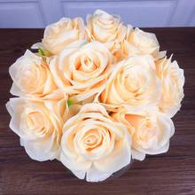 9 см искусственная Шелковая Роза украшение для свадьбы невесты бонкет со стволовыми листьями поддельные цветы стена дорога ведущий цветок украшение для дома лестницы перила 2024 - купить недорого