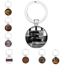 New 25mm Handmade Antique Book Keychain Glass Cabochon Book Pattern Key Ring Key Ring Chain Holder Gift For Friends 2024 - buy cheap