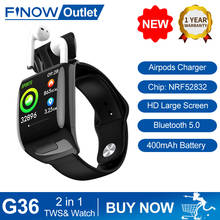 Finow G36 New 2 In 1 TWS Smart Watch Wireless Bluetooth Earphone Smartwatch Call Message Reminder Heart Rate Smart Watches 2024 - buy cheap