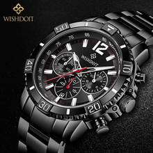 Wishdoit novos relógios de quartzo dos homens de luxo militar relógio esportivo à prova dwaterproof água relógio de calendário luminoso aço inoxidável relógio de pulso 2024 - compre barato