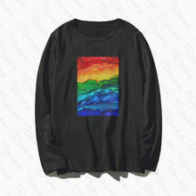 Rainbow Abstract Landscape Art T-shirt Women Punk Tumblr Harajuku Aesthetic Cotton Long Sleeve Plus Size Clothes Tee Shirt Femme 2024 - buy cheap