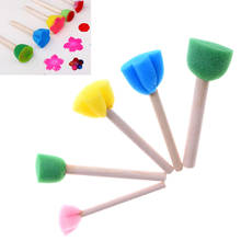 5Pcs Wooden Handle Sponge Paint Brush Kids Children Flower Graffiti Art Drawing Painting Toys Tool 2024 - buy cheap