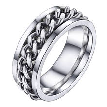U7 8MM Stainless Steel Spinner Rings for Men Women Engagement Wedding Band Chain Size 06-12 2024 - buy cheap
