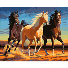 Pintura por número 40x50 50x65CM corriendo tres caballos Animal arte de la pared regalo DIY imágenes por números Kits de lienzo decoración del hogar 2024 - compra barato