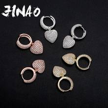 JINAO New Heart Earrings High Quality Iced Out Cubic Zirconia Earrings Hip Hop Fashion Delicate Jewelry For Gift Women 2024 - buy cheap