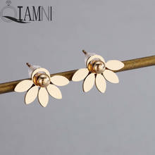 QIAMNI Elegant Boho Tiny Flower Leaves Stud Earring Ear Jackets Birthday Gift Front Back Double Side Earring Climber Pendientes 2024 - buy cheap