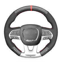 Hand-stitched Black Suede Carbon Fiber Car Steering Wheel Cover for Dodge (SRT) Challenger Dodge Charger 2015-2021 Dodge Durango 2024 - buy cheap