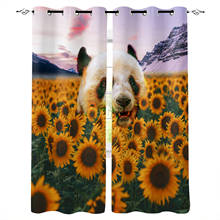 Sunflower Panda Curtains For Living Room Bedroom Window Treatment Blinds Finished Drapes Kitchen Curtains 2024 - buy cheap
