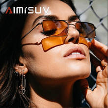 AIMISUV, прямоугольные золотые солнцезащитные очки для мужчин, 2019, металлическая оправа, Ретро стиль, маленькие квадратные солнцезащитные очки для женщин, uv400, винтажные прозрачные линзы 2024 - купить недорого