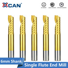 XCAN 1pc 6mm Shank Carbide Spiral End Mill Titanium Coated Single Flute Milling Cutter 1 Flute CNC Engraving Bit End Mill 2024 - buy cheap