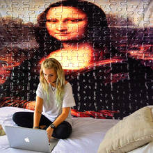 Mona Lisa Graffiti Oil Painting Tapestry Mural Bohemia Beach Blanket Tablecloth Yoga Mat Home Bedroom Cushion Carpet 2024 - buy cheap
