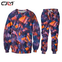 CJLM Mens Fashion Zipper Tracksuit purple rhombic 3D Print Casual Sportsuit Men Hoodies/Sweatshirts Sportswear Hooded+Pant 2024 - buy cheap