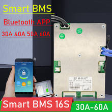 Inteligente bms 16s li-ion/lifepo4 lítio placa de proteção equilíbrio 60a 50a 40a 30a bluetooth app display monitor de computador 3.6v 3.7v 3.2v 2024 - compre barato