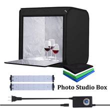 Cenários de estúdio de fotografia dobrável softbox com luz led, 40*40/60*60cm, 4 peças de quadros e joias, para fotografias de fotos de brinquedo 2024 - compre barato