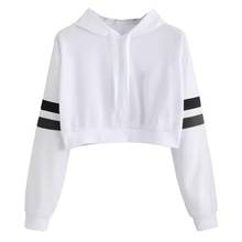 New Women Plain Hoodies Crop Top Solid Color Long Sleeve Ladies Hooded Pullover Summer Autumn Fashion Girl Sweatshirts Clothing 2024 - buy cheap