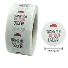500pcs/roll Thank You For Your Order With Christmas Hat Sticker For Christmas Gift Package Cake Box Envelope Seal Labels Sticker 2024 - buy cheap