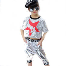 2PCS/SET Sequins Children Jazz Dance Suit Boy Modern Dance Performance Clothing Kids Jazz Dance Costumes Hip Hop Jazz Dancewear 2024 - buy cheap