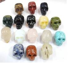 Natural Quartz crystal Turquoises aventurine tiger eye skull pendant for diy Jewelry making necklace Accessories 12PCS 2024 - buy cheap
