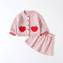 2020 primavera da criança do bebê meninas conjuntos de roupas fruta impresso cardigan camisola topos + saia outfits 6m-4y rt831 2024 - compre barato