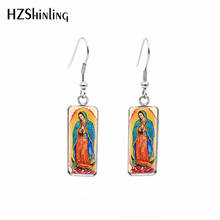 2019 New Our Lady of Guadalupe Rectangular Earring Virgin Mary Fish Hool Earrings Glass Jewelry for Religion 2024 - buy cheap