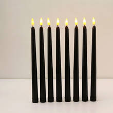 Pack of 6 Black Body Flameless LED Candles With Flickering Light,Battery Operated 28 cm Long Church Candles 2024 - buy cheap
