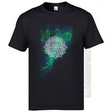 Camiseta masculina trance mandala 3d, camiseta com estampa 100% algodão, gola redonda, casual 2024 - compre barato