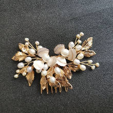 SLBRIDAL Handmade Golden Crystal Rhinestones Freshwater Pearls Wedding Hair Comb Bridal Headpiece Hair Accessories Women Jewelry 2024 - buy cheap