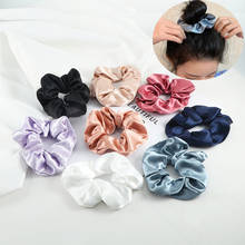 Vintage Satin Silk Scrunchie Solid Color Elastic Hair Bands Fashion Headband Ponytail Holder Rope Women Girls Hair Accessories 2024 - buy cheap