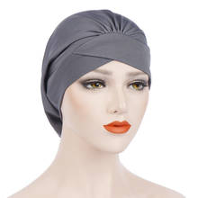 Muçulmano Chapéu Turbante Babados Sólidos Das Mulheres Da Índia Câncer Chemo Cap Beanie Caps Headwear Cabeça Envoltório Mulheres Hijib muçulmano Hijab Cachecol 2024 - compre barato