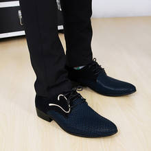 Blue Men Dress Shoes Fashion Pointed Toe Wedding Shoes Mens Oxfords Lace Up Formal Business Wedding Office Comfort Men Shoes 2024 - buy cheap