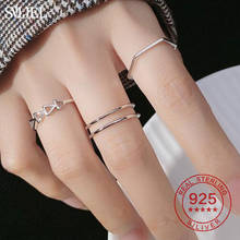 Genuine 925 Sterling Silver Geometric Rings For Women Wedding Jewelry S925 Ball Bar Triangle Beaded Round Rings Adjustable Size 2024 - buy cheap