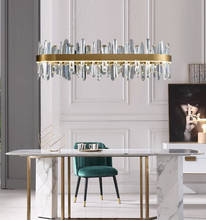 Lustre luxuoso de cristal para sala de estar, candelabro criativo moderno para o quarto, estudo, sala de jantar, iluminação retangular de aço inoxidável com brilho 2024 - compre barato