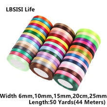 LBSISI Life 50Yards Colorful Satin Ribbon for DIY Bow Craft Wedding Party Decoration Gift Wrapping Scrapbooking Supplies 2024 - buy cheap