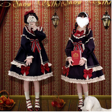 Vestido de princesa kawaii feminino gótico, cosplay de lolita op loli vestido vintage de cintura alta com suporte laço vestido vitoriano 2024 - compre barato