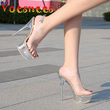 Zapatos de Pole Dance para mujer, sandalias de cristal transparentes de 14cm, con punta abierta, para boda, verano, 2021 2024 - compra barato