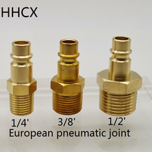 1 unids/lote de cobre puro de tipo europeo de rosca neumática conector macho 1/2' 3/8' 1/4' conector rápido 2024 - compra barato