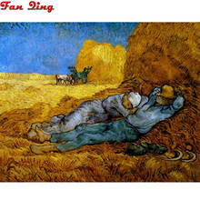 Cuadro de La Siesta de Van Gogh para decoración del hogar, bordado de diamantes cuadrados 5D, punto de cruz, conjuntos de mosaicos 2024 - compra barato
