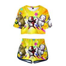 Super Dangan Ronpa Danganronpa Two Piece Set Women Crop Top and Shorts Mono Kuma Monokuma Black White Bear Anime Cosplay Costume 2024 - buy cheap